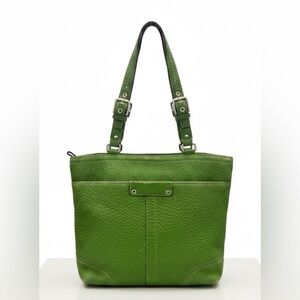 Vintage Coach Hamilton Green Pebbled Leather Tote Bag **READ**